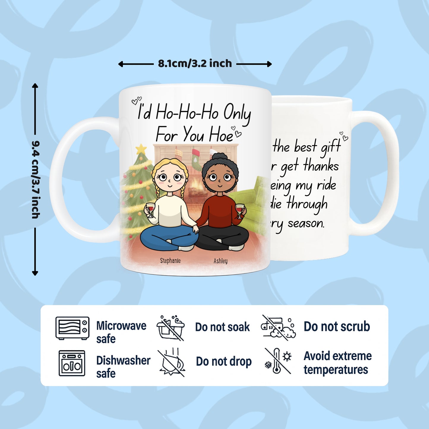 Custom Best Friend Funny Christmas Mug with Names - Holiday Gift for Bestie 11oz Mug