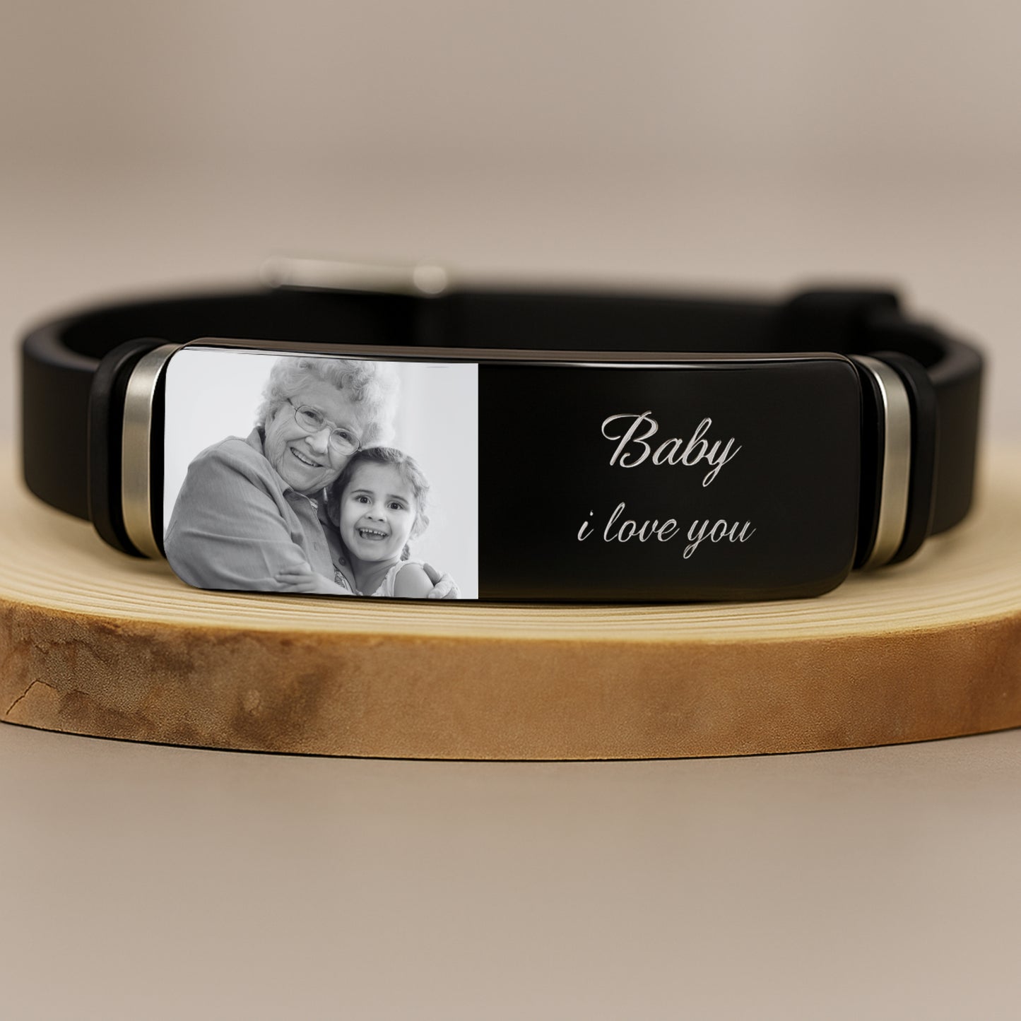 Custom Photo & Text - Engraved Bracelet Commemorate Gift