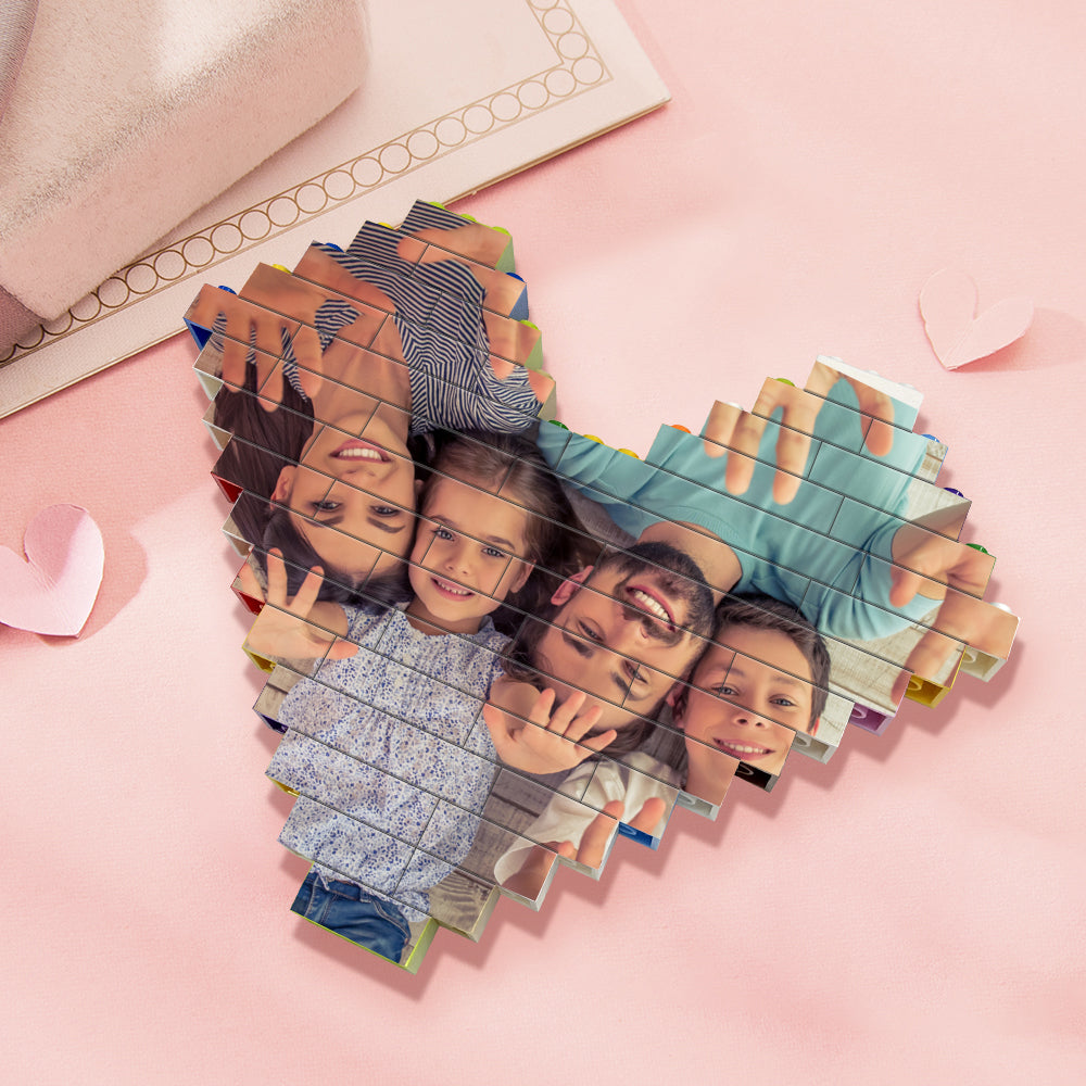 Custom Heart Shaped Building Brick Photo Block