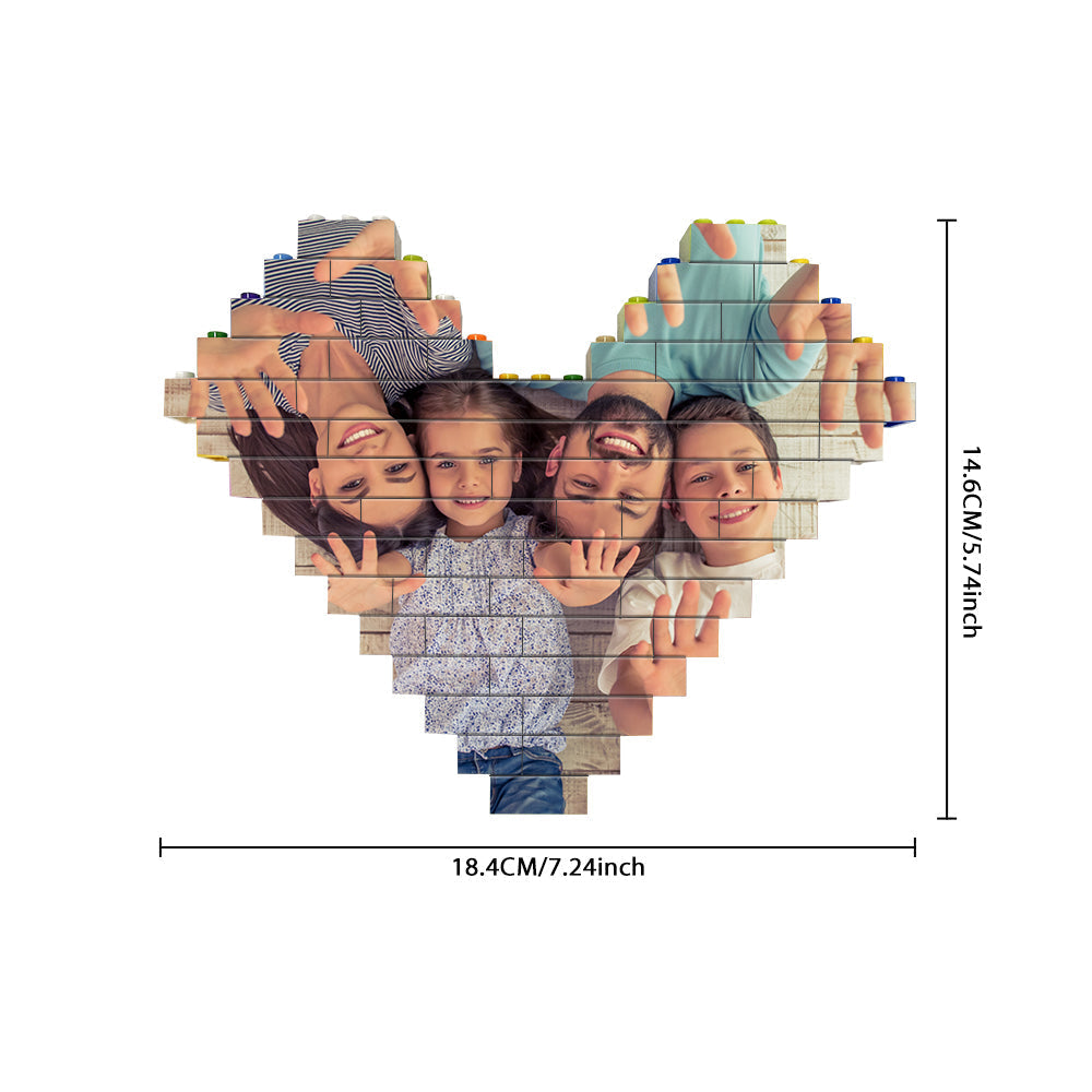 Custom Heart Shaped Building Brick Photo Block