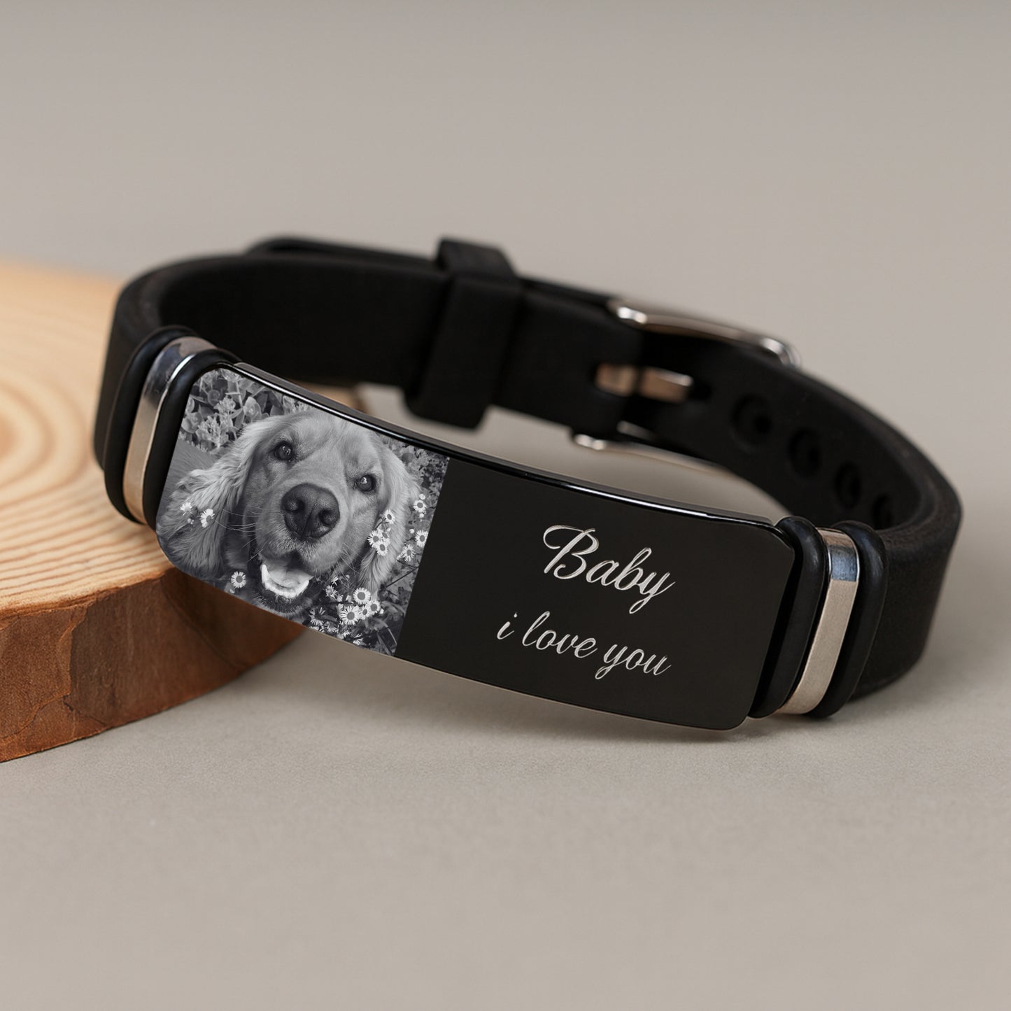 Custom Photo & Text - Engraved Bracelet Commemorate Gift