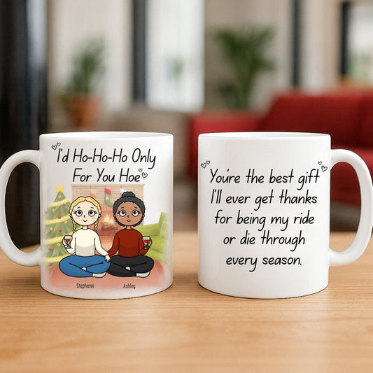 Custom Best Friend Funny Christmas Mug with Names - Holiday Gift for Bestie 11oz Mug