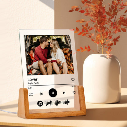Custom Acrylic Plaque Night Light with Photo & Scannable Spotify Music Code