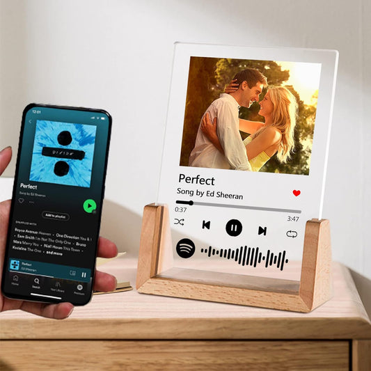 Custom Acrylic Plaque Night Light with Photo & Scannable Spotify Music Code