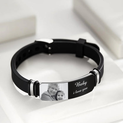 Custom Photo & Text - Engraved Bracelet Commemorate Gift