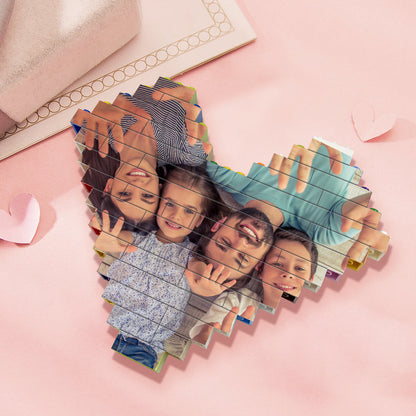 Custom Heart Shaped Building Brick Photo Block
