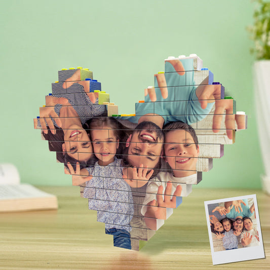 Custom Heart Shaped Building Brick Photo Block