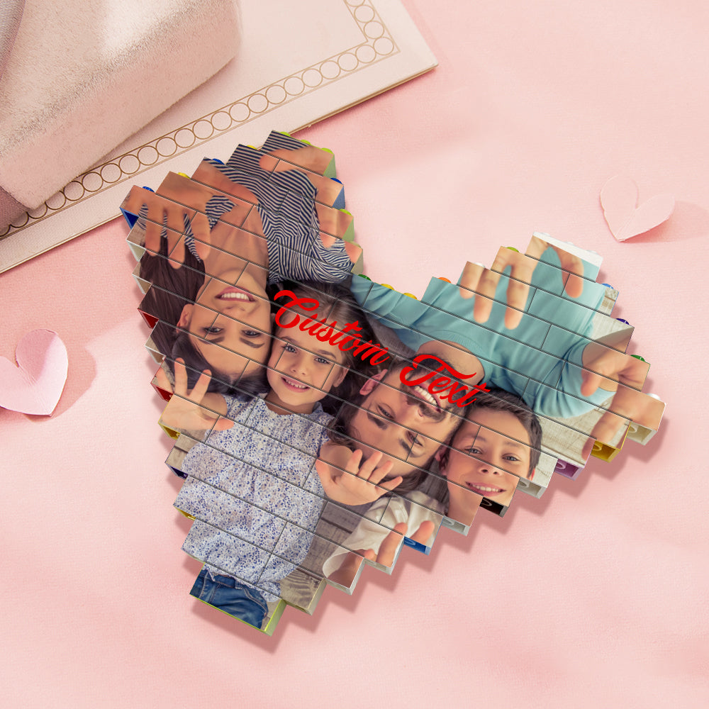 Custom Heart Shaped Building Brick Photo Block
