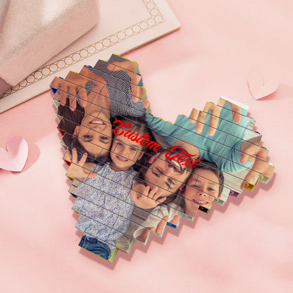 Custom Heart Shaped Building Brick Photo Block