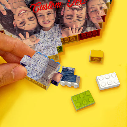 Custom Heart Shaped Building Brick Photo Block