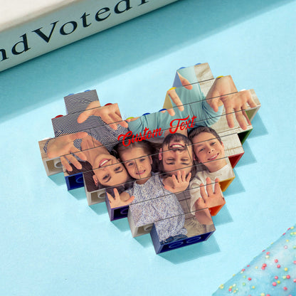 Custom Heart Shaped Building Brick Photo Block