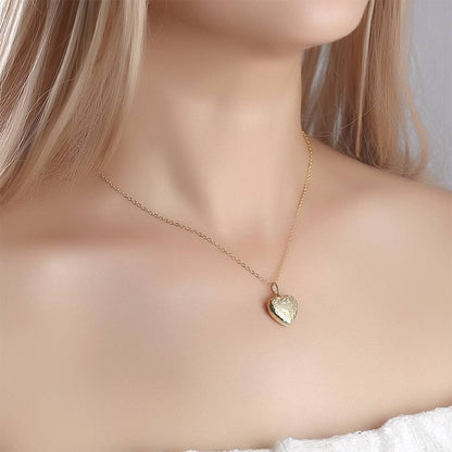 Custom Photo Heart Locket Gold Necklace with Engraving