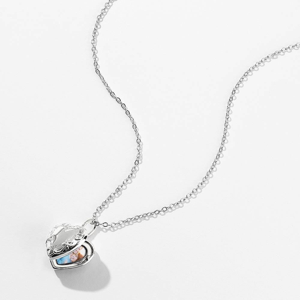 Custom Photo Heart Locket Necklace with Engraving