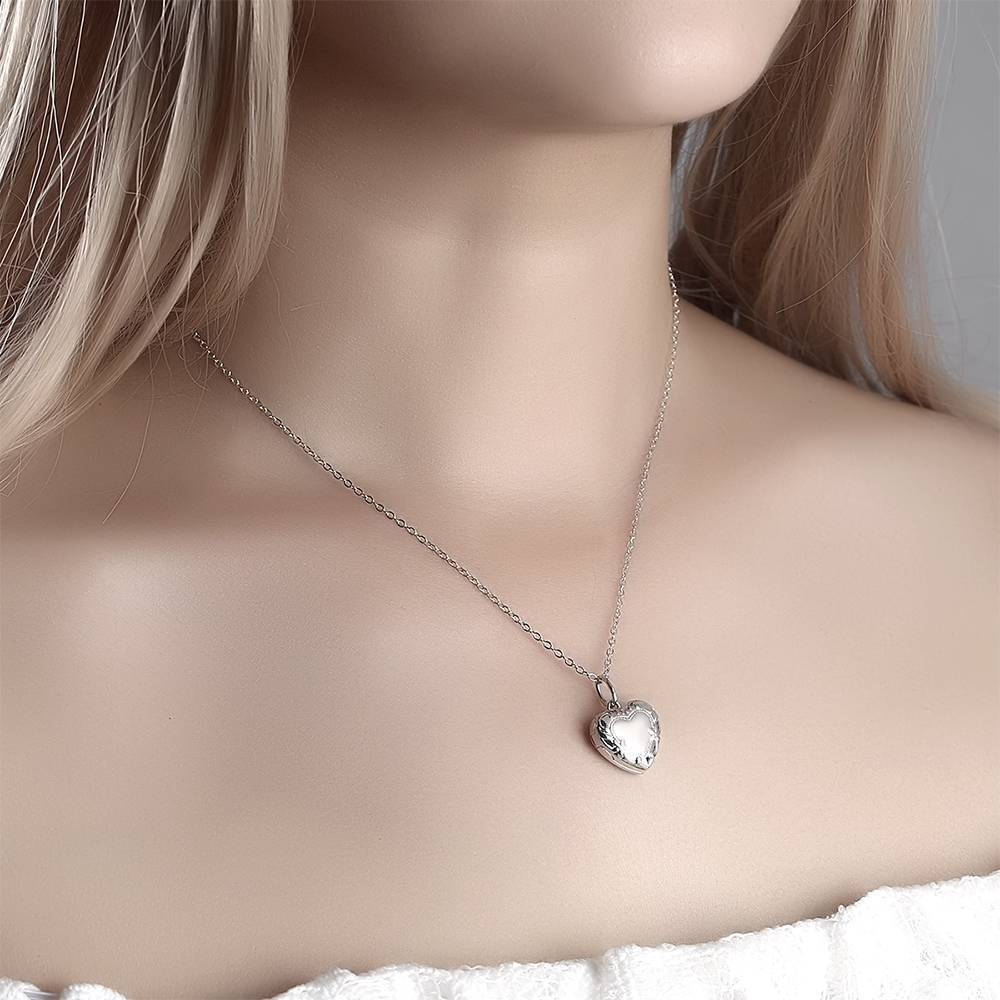Custom Photo Heart Locket Necklace with Engraving