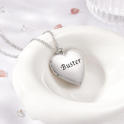Custom Photo And Text Heart Locket Necklace with Engraving