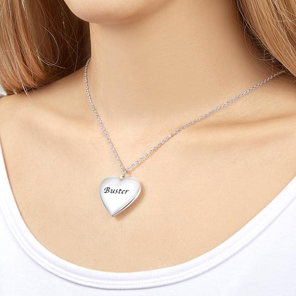 Custom Photo And Text Heart Locket Necklace with Engraving